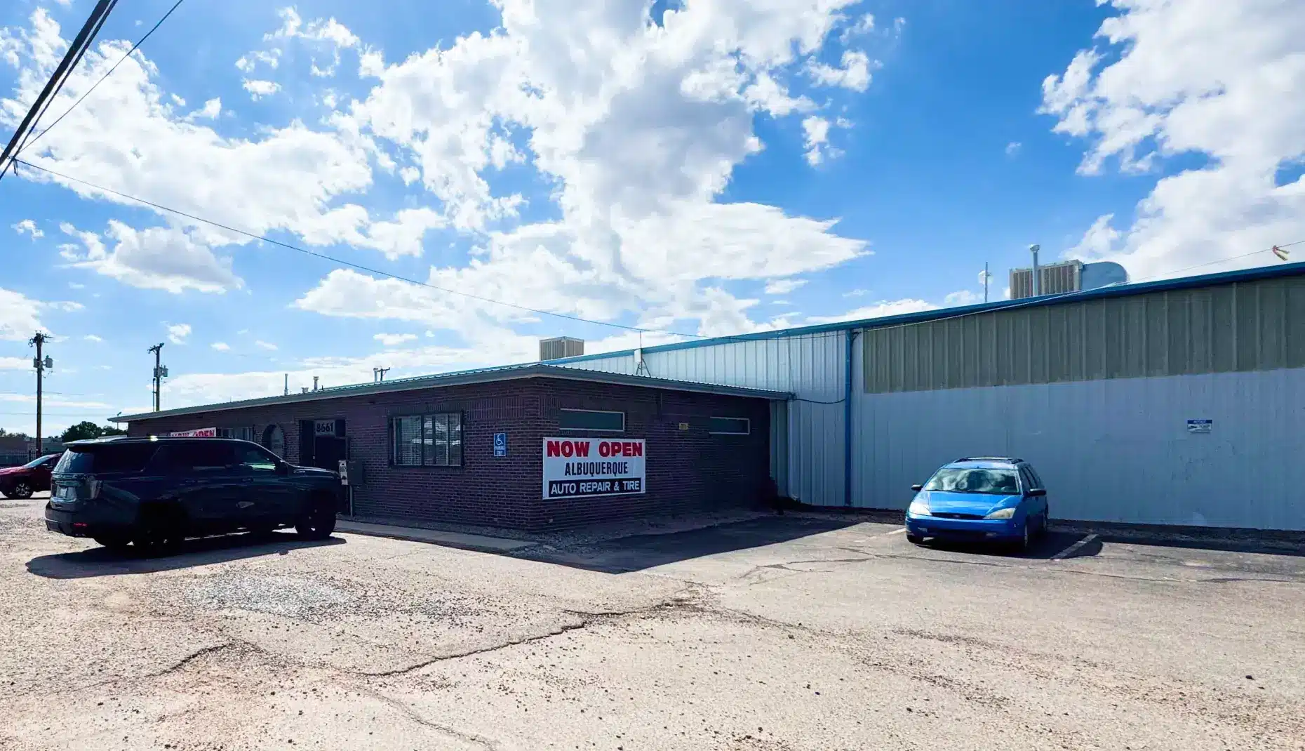 Auto shop with open sign outside