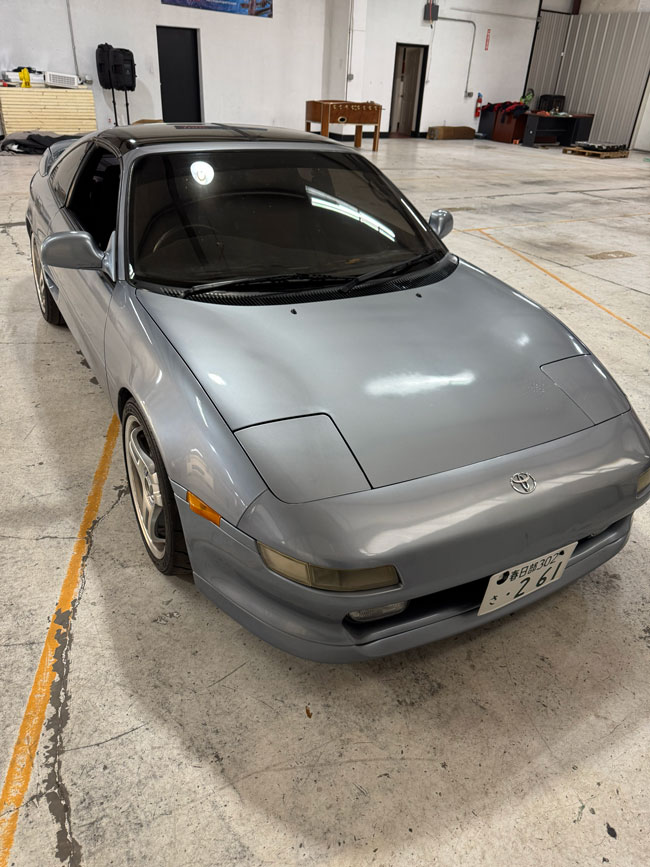 A gray car.